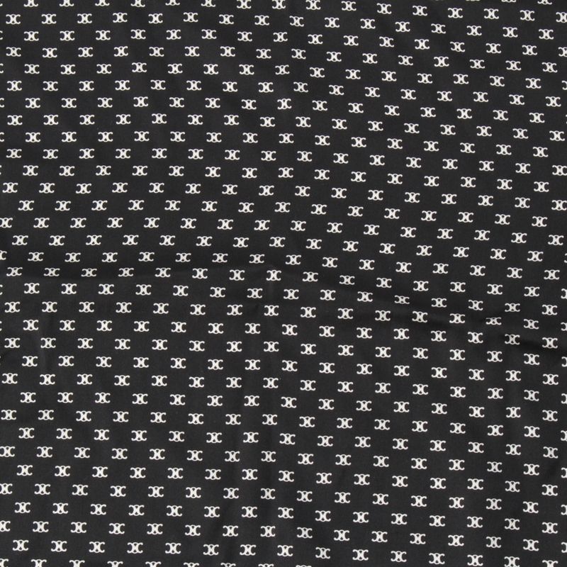 Celine Silk Triomphe Logo Large Scarf Black White