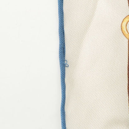 Celine Silk Triomphe Logo Chain Pattern Large Scarf Ivory Blue
