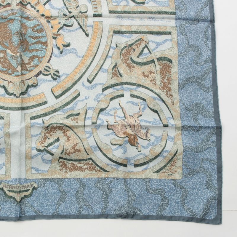 Hermes Carre 90 Silk Peintre du Cheval Horse Drawing Scarf