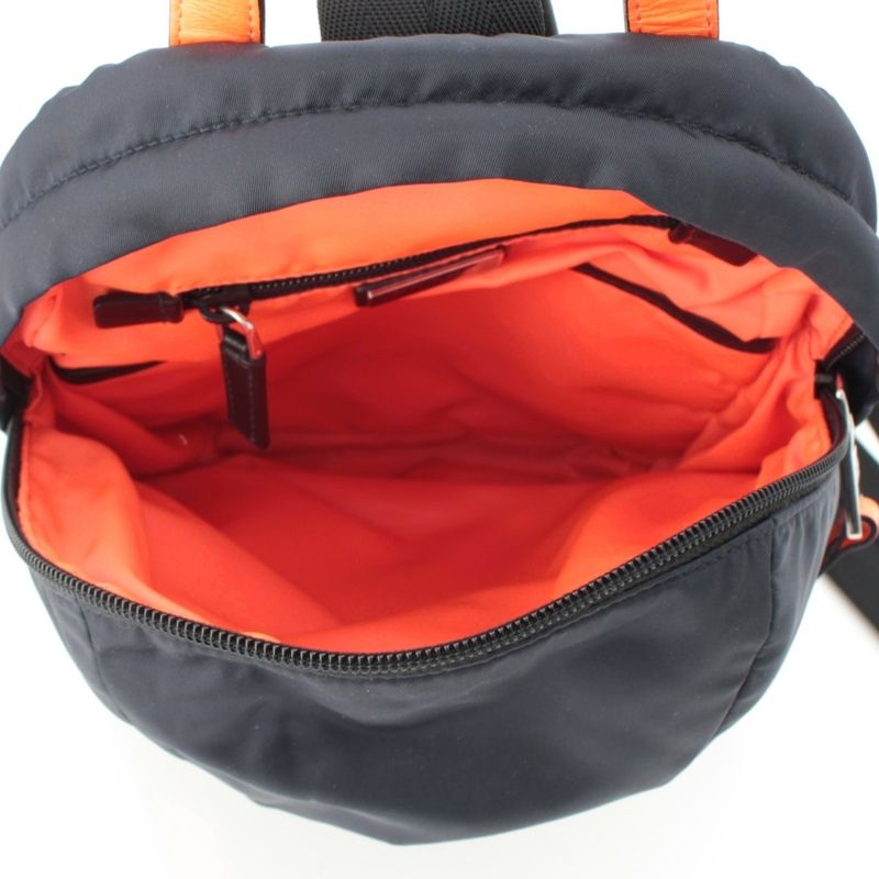 Prada Nylon Ring Silver Shoulder Bag One Orange Navy