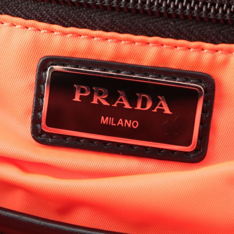 Prada Nylon Ring Silver Shoulder Bag One Orange Navy