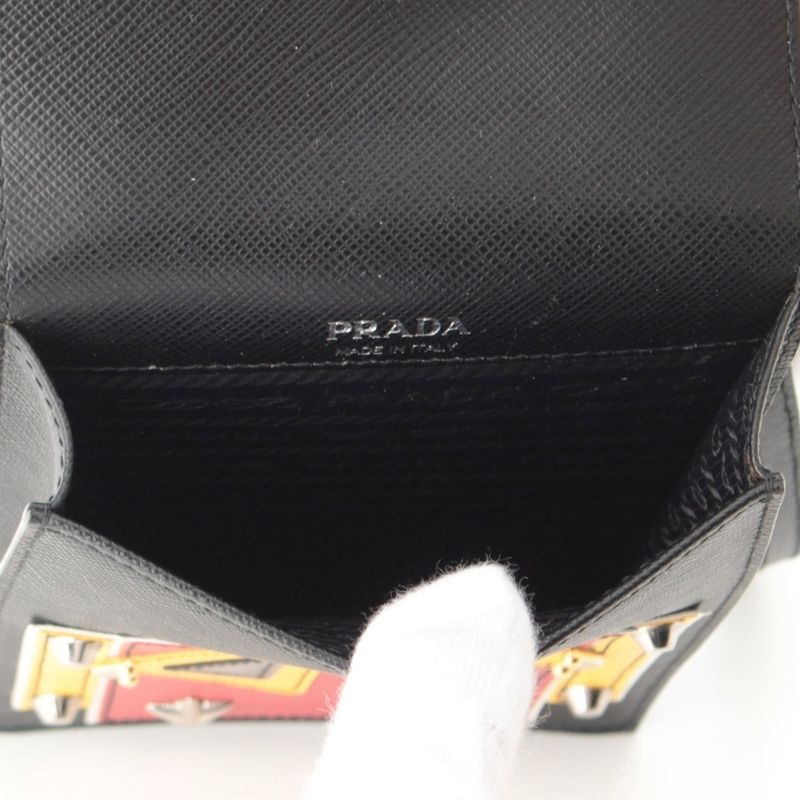 Prada Robot Leather Logo Pochette Shoulder Bag Black