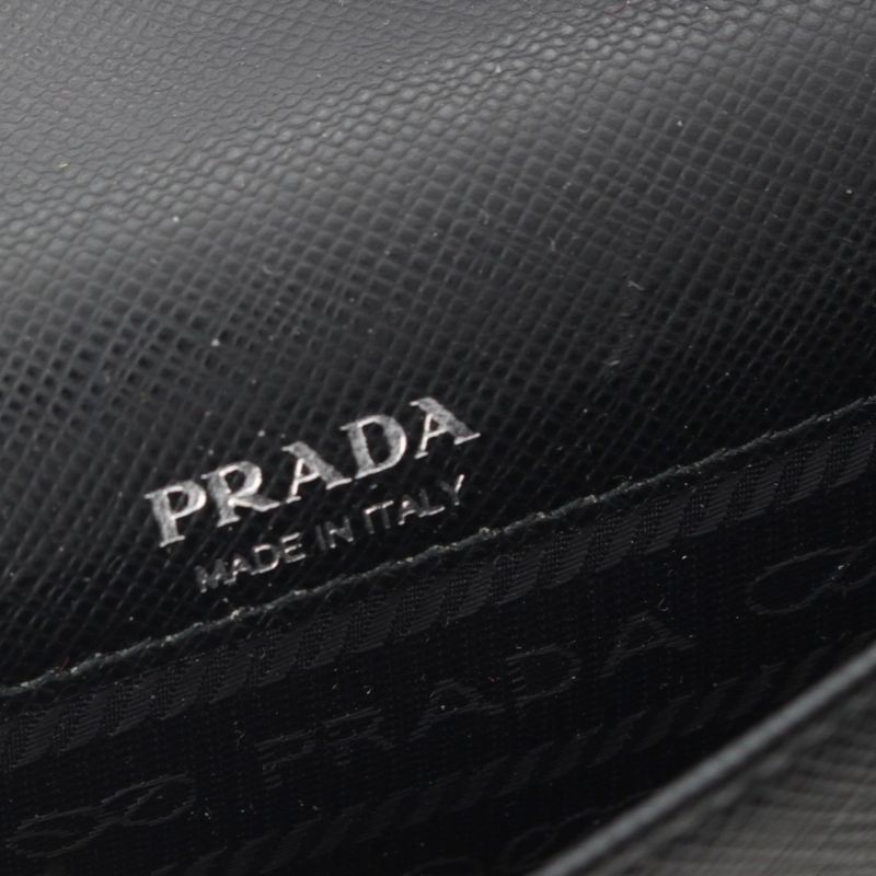 Prada Robot Leather Logo Pochette Shoulder Bag Black