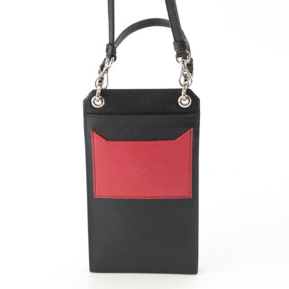 Prada Robot Leather Logo Pochette Shoulder Bag Black