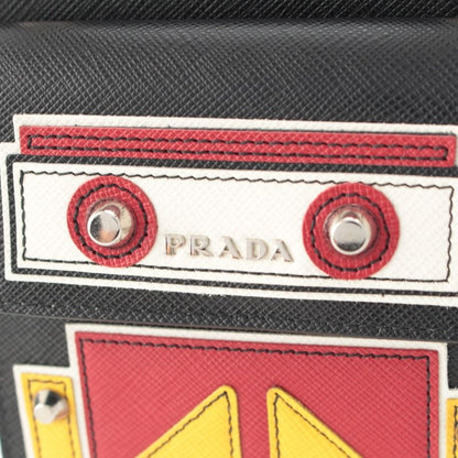 Prada Robot Leather Logo Pochette Shoulder Bag Black