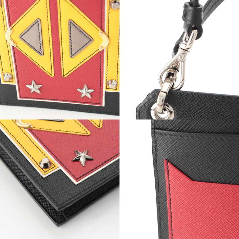 Prada Robot Leather Logo Pochette Shoulder Bag Black