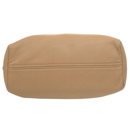 Prada Vitello Daino Gold Leather Brown Tote Shoulder Bag