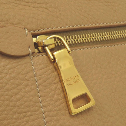 Prada Vitello Daino Gold Leather Brown Tote Shoulder Bag