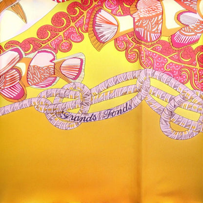 Hermes Carre 90 Grands Fonds Deep Sea Silk Scarf Yellow