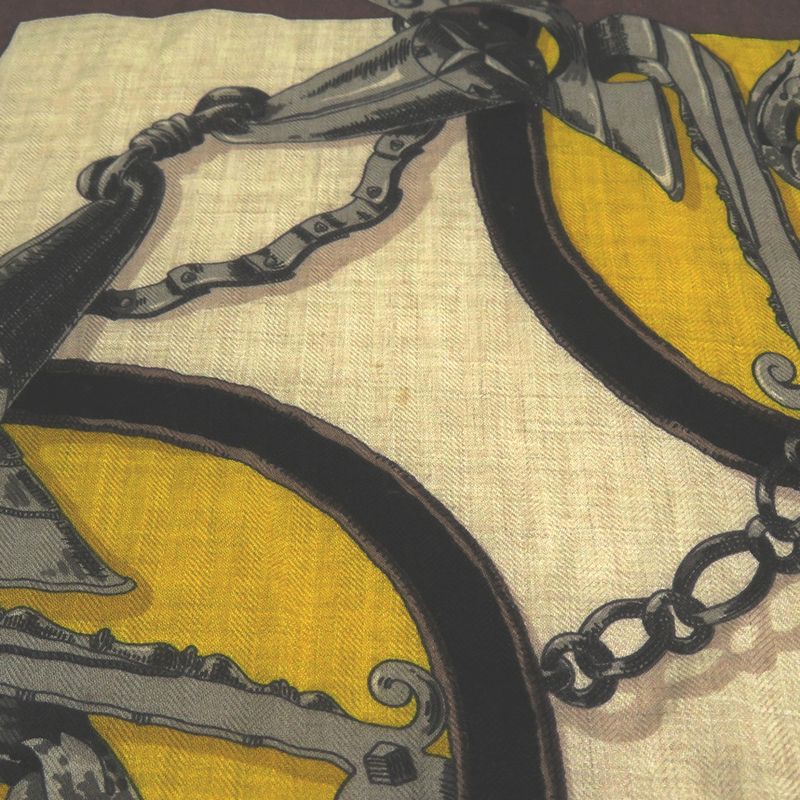 Hermes Carre 140 L'instruction du Roy Imperial Silk Cashmere Scarf Brown