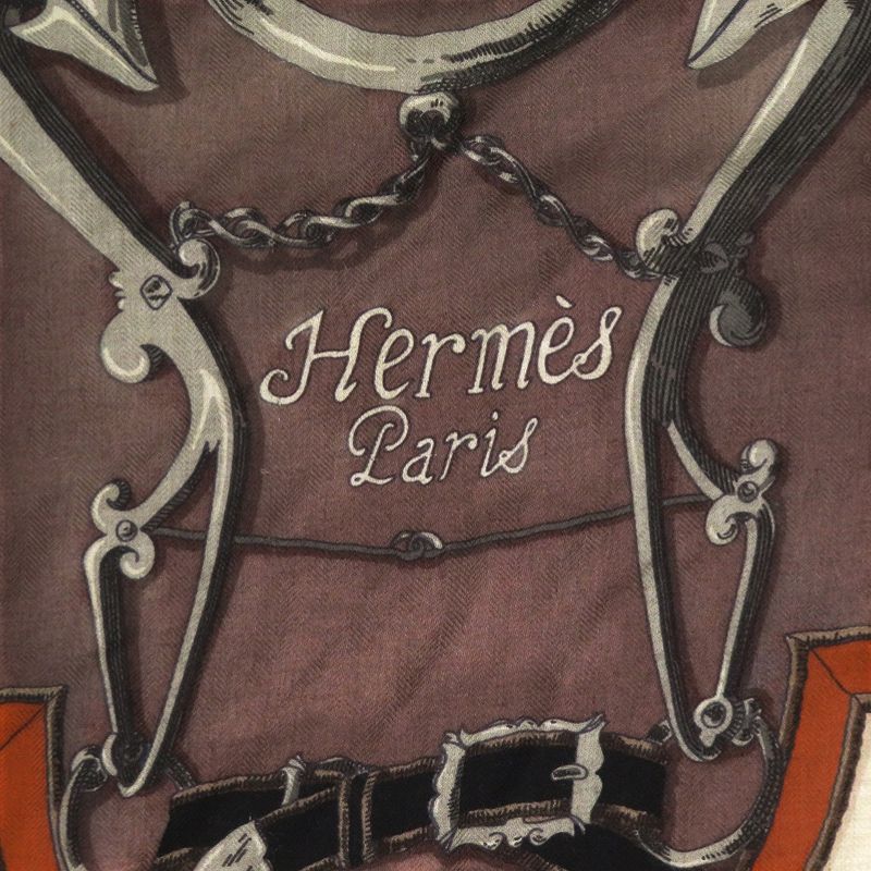 Hermes Carre 140 L'instruction du Roy Imperial Silk Cashmere Scarf Brown