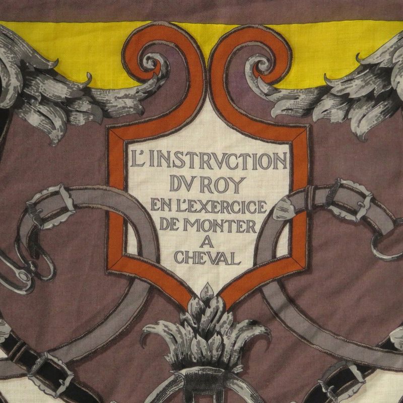 Hermes Carre 140 L'instruction du Roy Imperial Silk Cashmere Scarf Brown