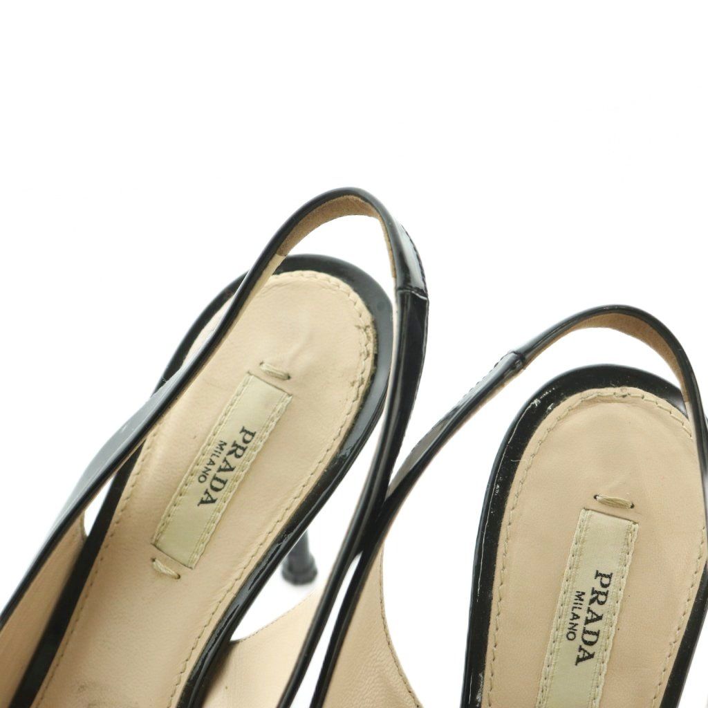 Prada Sandals Sling Bag Enamel 36 Black