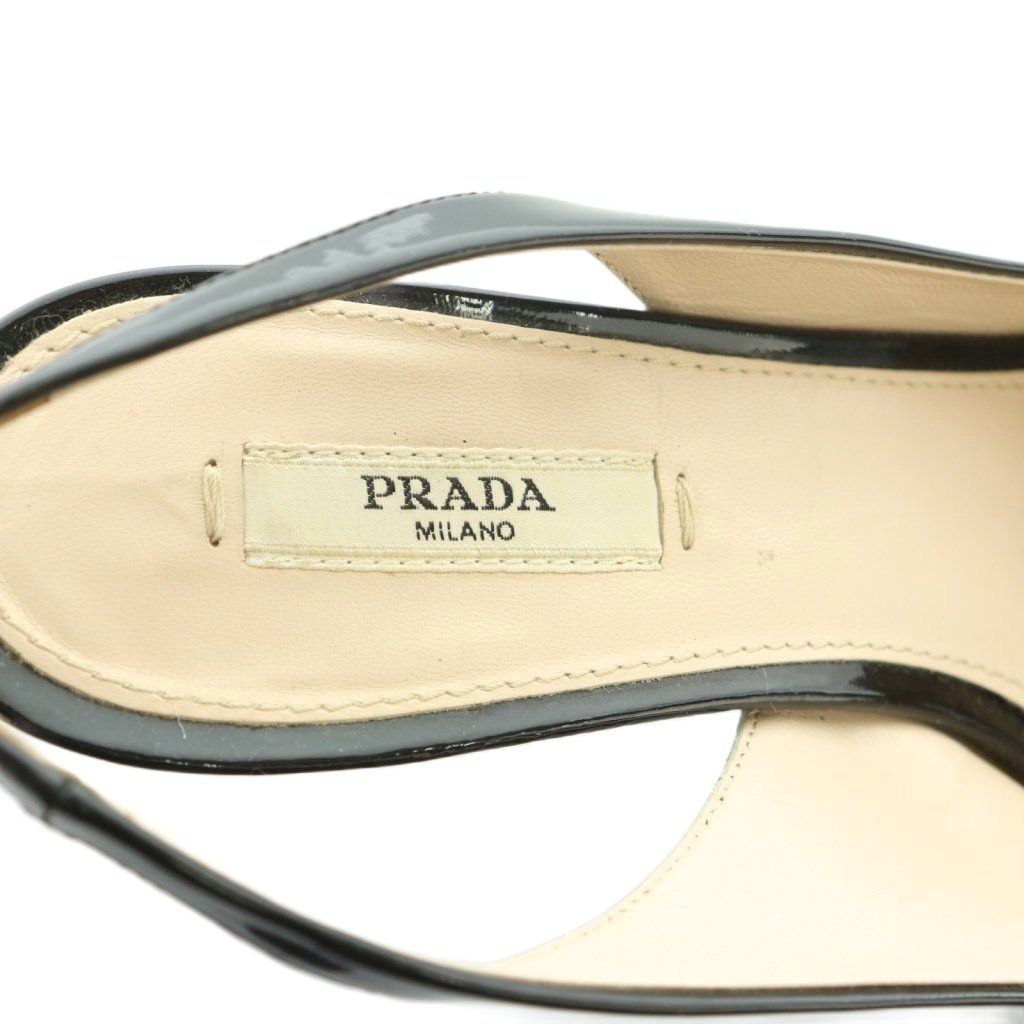 Prada Sandals Sling Bag Enamel 36 Black