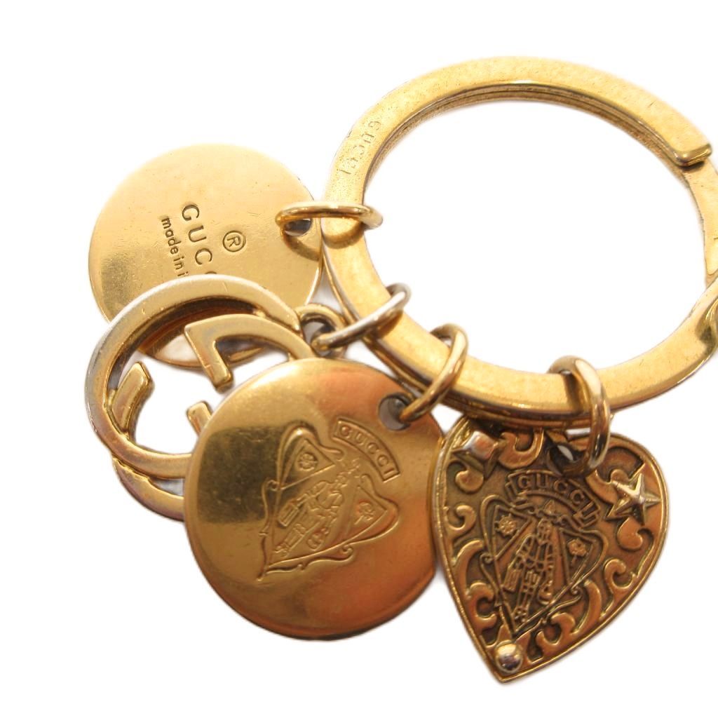Gucci Key Ring Interlocking Logo Heart Gold