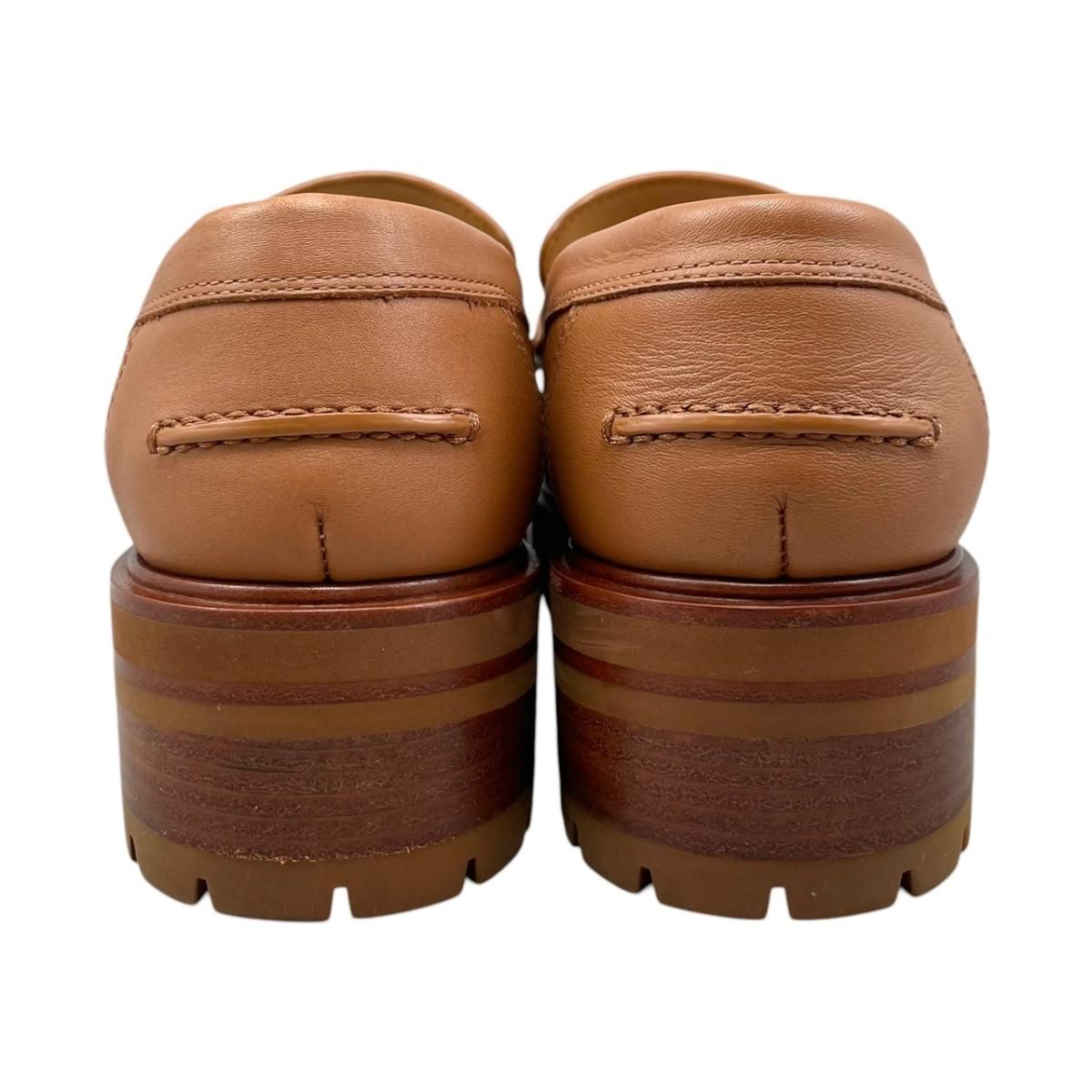 Hermes Loafers Moccasins 37 Leather Gold Brown