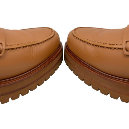 Hermes Loafers Moccasins 37 Leather Gold Brown