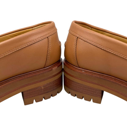 Hermes Loafers Moccasins 37 Leather Gold Brown