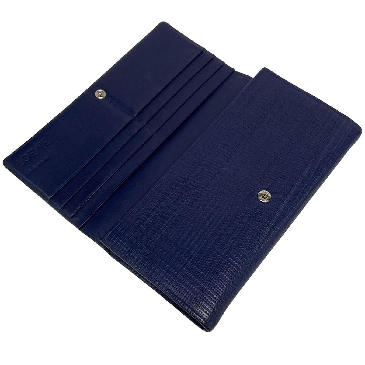 Loewe Wallet Linen Continental Navy Leather