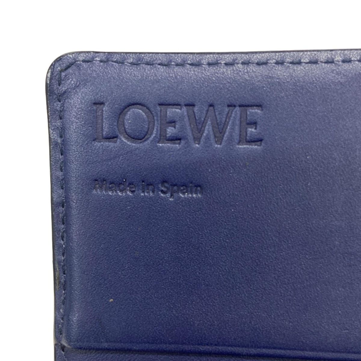 Loewe Wallet Linen Continental Navy Leather