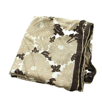 Fendi Large Scarf Shawl Floral Logo Silk Brown