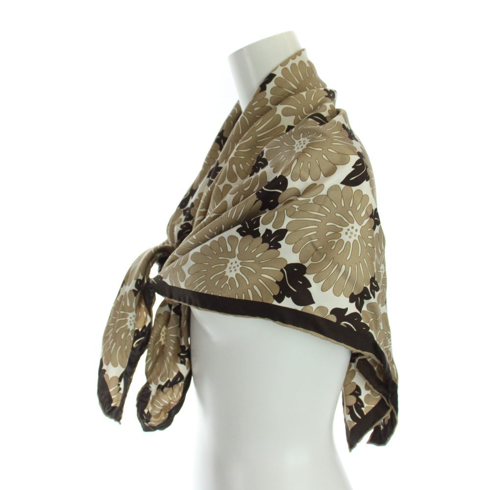 Fendi Large Scarf Shawl Floral Logo Silk Brown