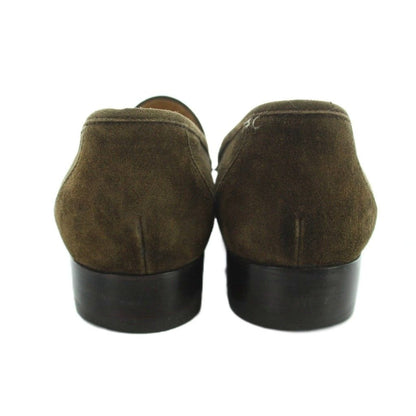 Hermes Constance Loafers Moccasins Logo Suede Leather 37 Brown