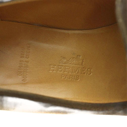 Hermes Constance Loafers Moccasins Logo Suede Leather 37 Brown