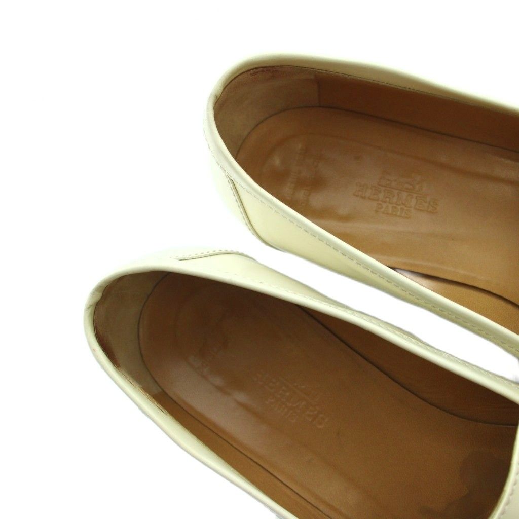 Hermes Chaine D'ancre Loafers Moccasins Leather 37 Ivory