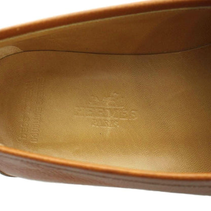 Hermes H Logo Loafers Moccasins Leather Logo 37.5 Brown