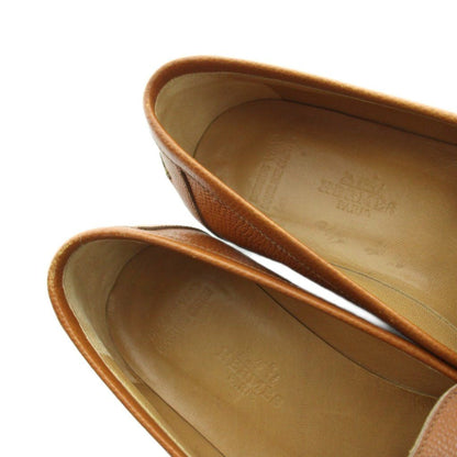 Hermes H Logo Loafers Moccasins Leather Logo 37.5 Brown