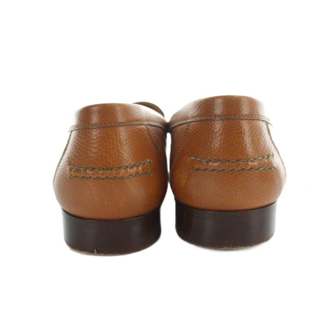 Hermes H Logo Loafers Moccasins Leather Logo 37.5 Brown