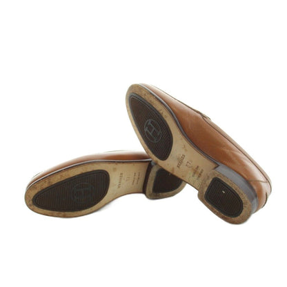 Hermes H Logo Loafers Moccasins Leather Logo 37.5 Brown