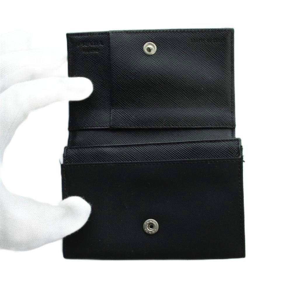 Prada Coin Purse Wallet Logo Triangle Plate Black