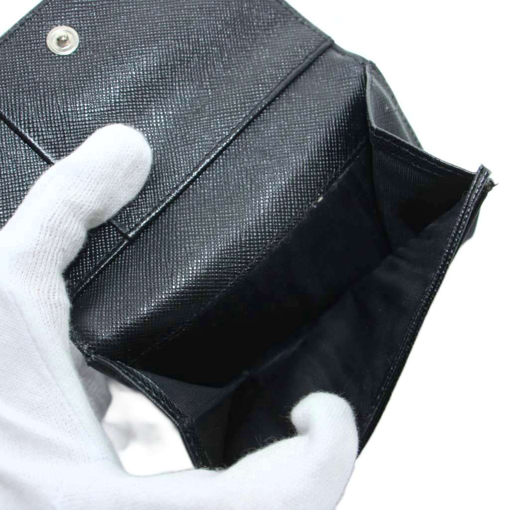 Prada Coin Purse Wallet Logo Triangle Plate Black