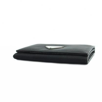 Prada Coin Purse Wallet Logo Triangle Plate Black