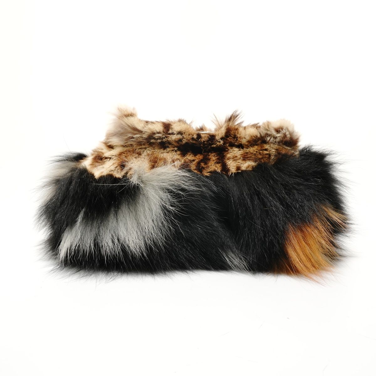 Fendi Shoulder Bag Leopard Print Rabbit Fur