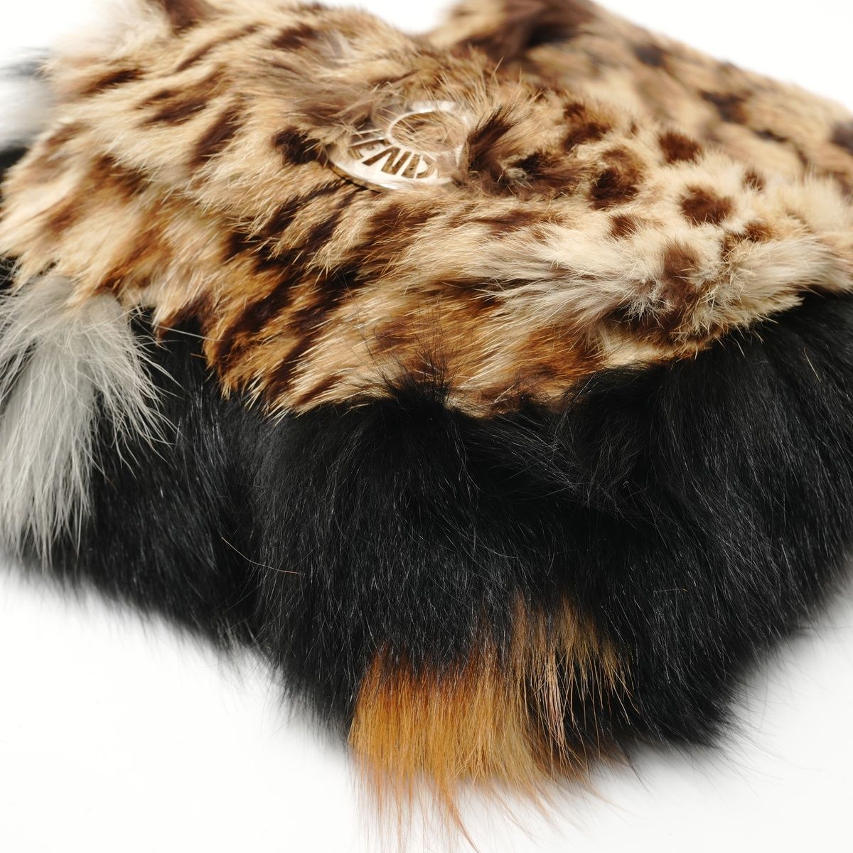 Fendi Shoulder Bag Leopard Print Rabbit Fur