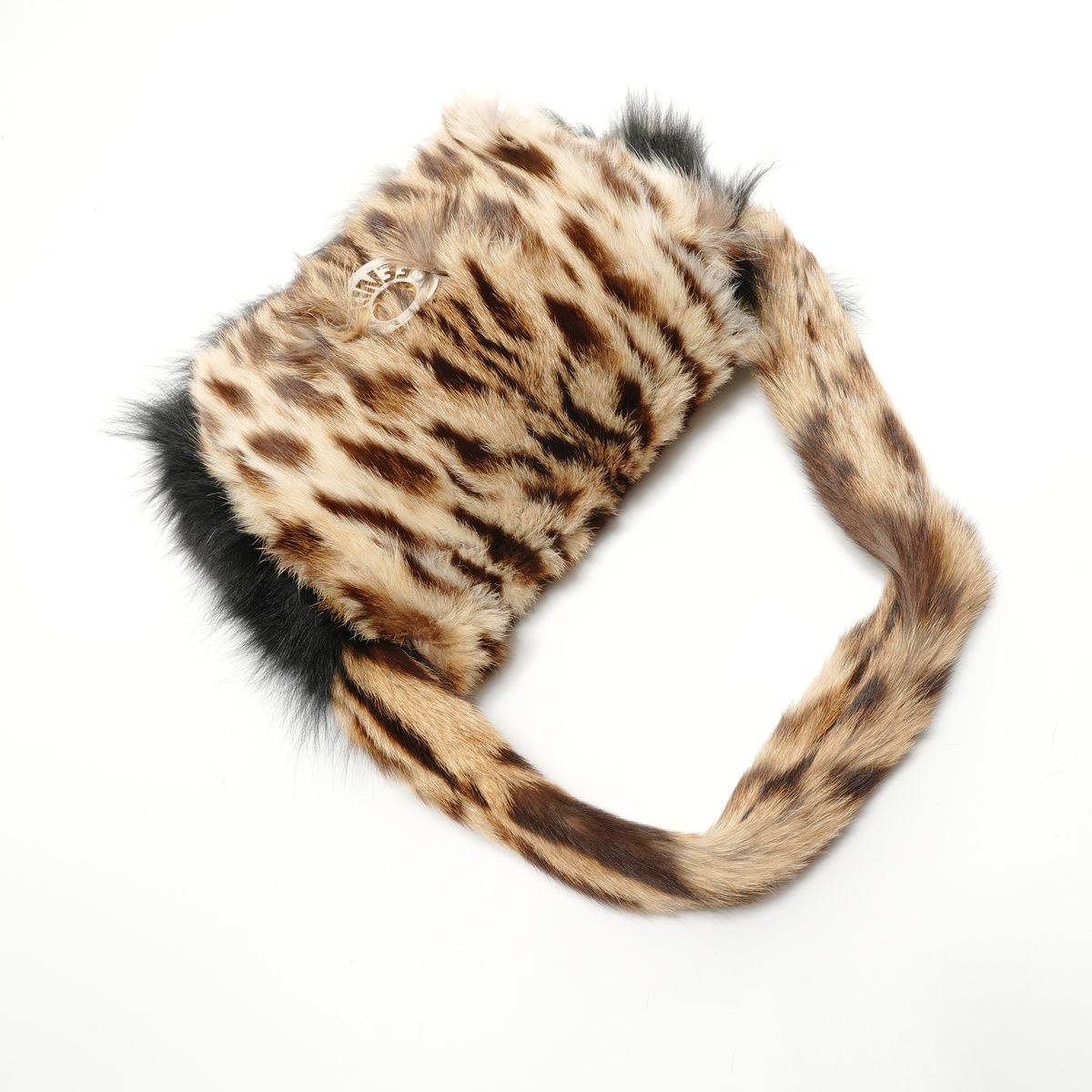 Fendi Shoulder Bag Leopard Print Rabbit Fur