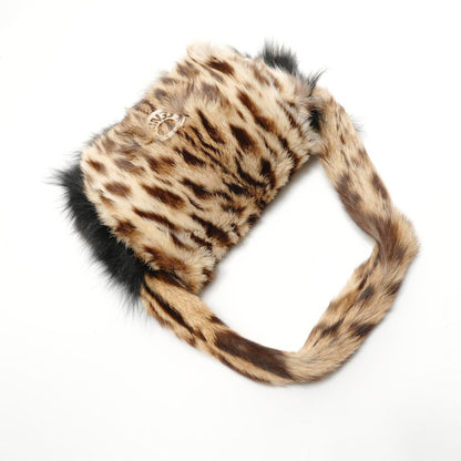 Fendi Shoulder Bag Leopard Print Rabbit Fur