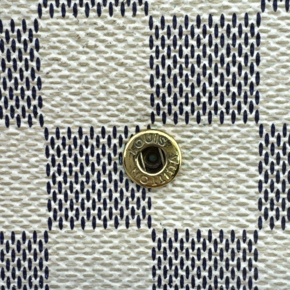 Louis Vuitton Compact Wallet Portefeuille Elise Damier Azur Leather Bifold White