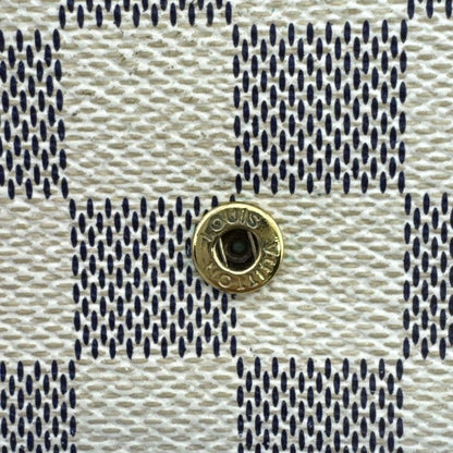 Louis Vuitton Compact Wallet Portefeuille Elise Damier Azur Leather Bifold White