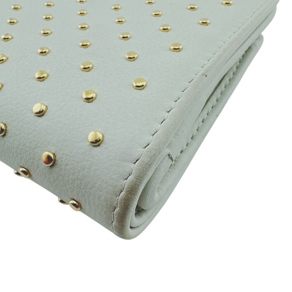 Prada Studded Compact Wallet Leather Bifold White