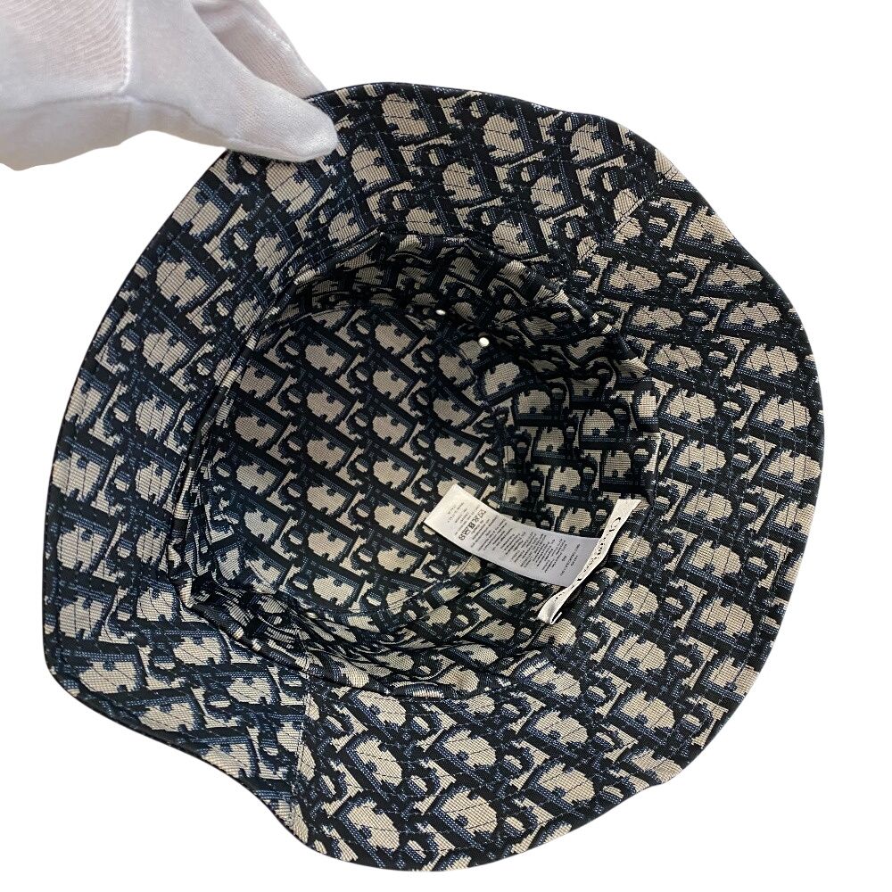 Dior Bucket Hat Oblique Polyester Hat Navy