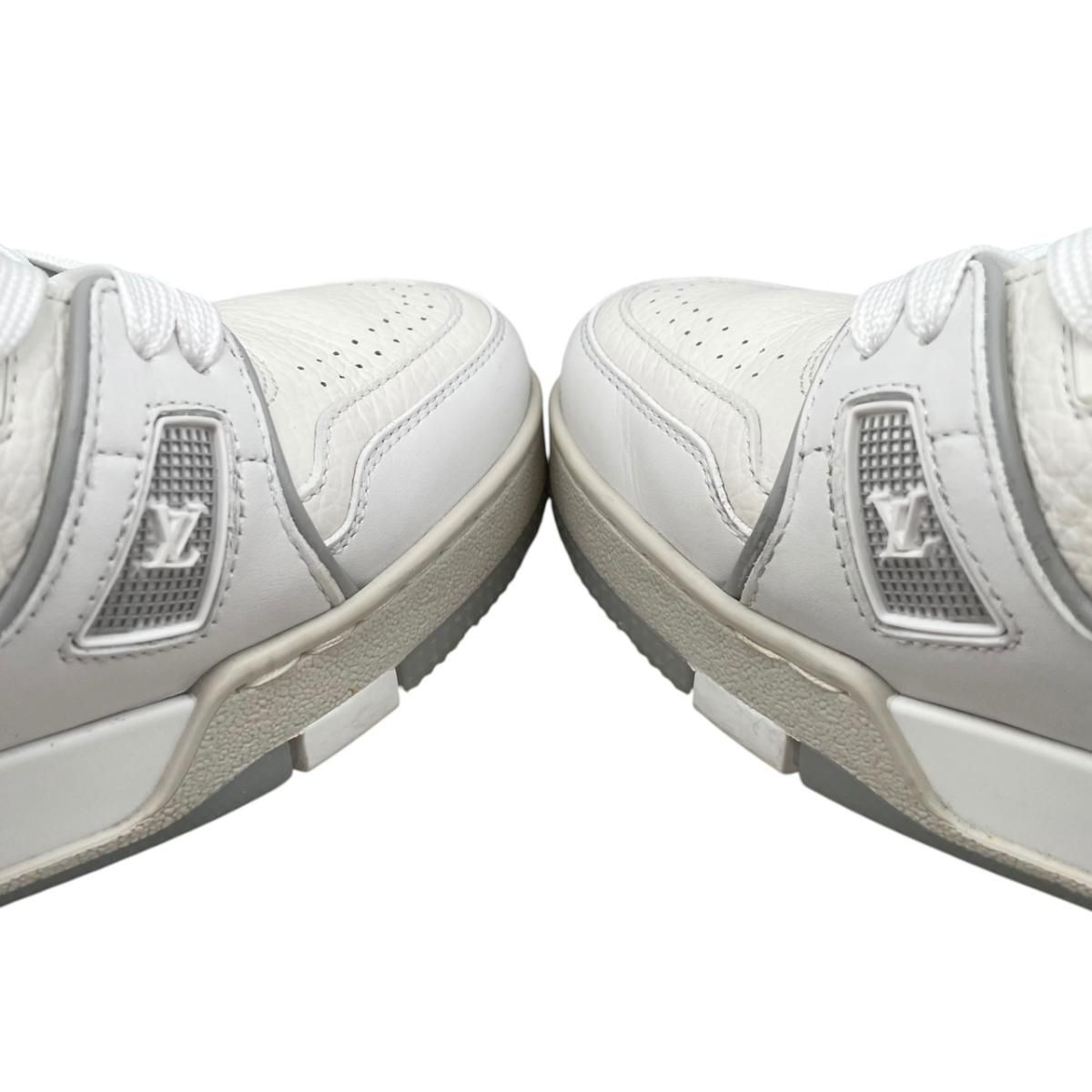 Louis Vuitton Sneakers Trainer 37 Leather LV logo Monogram Flower White