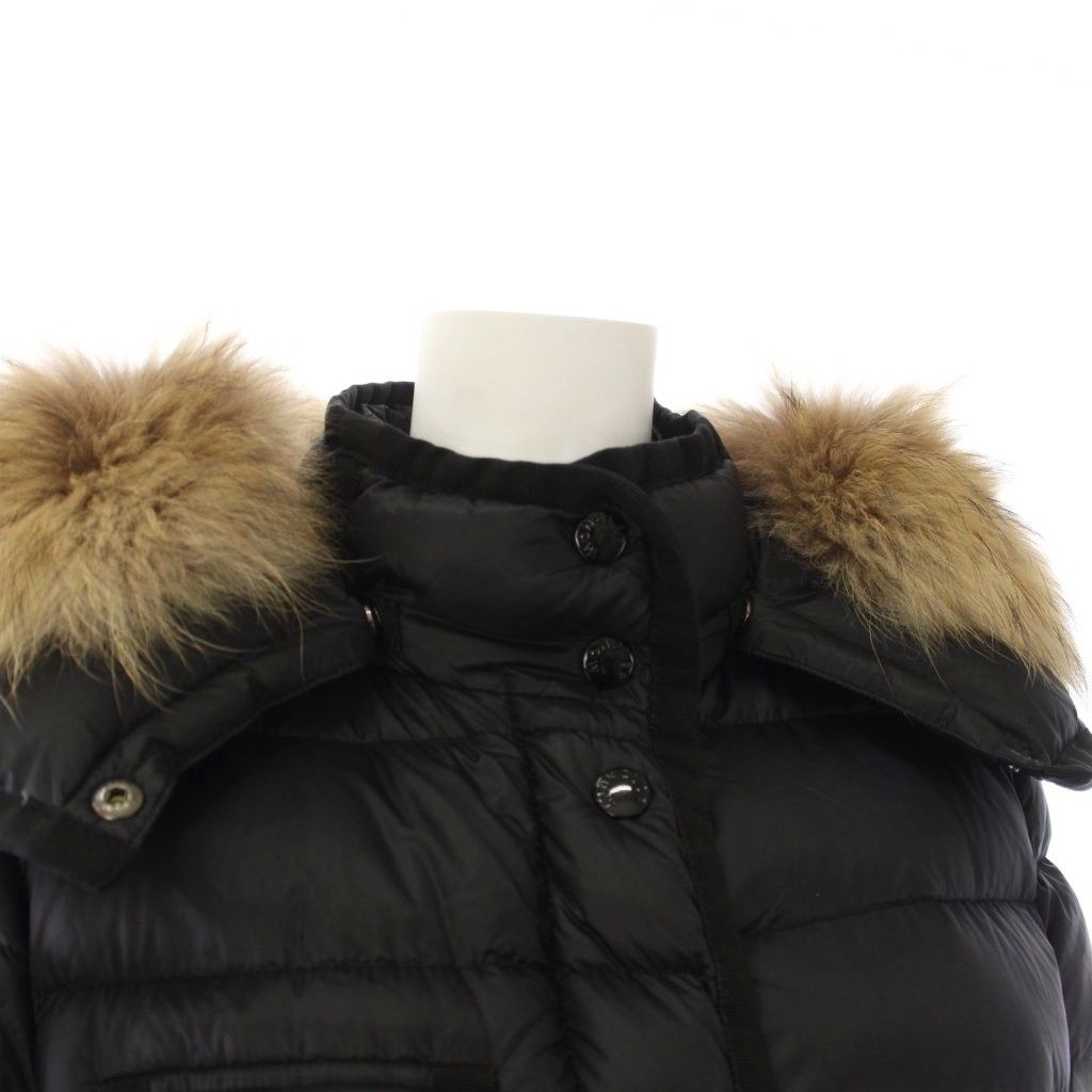 Moncler Hermifur Down Coat Hoodie Fur 1 Black