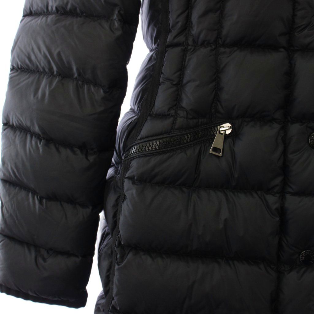 Moncler Hermifur Down Coat Hoodie Fur 1 Black