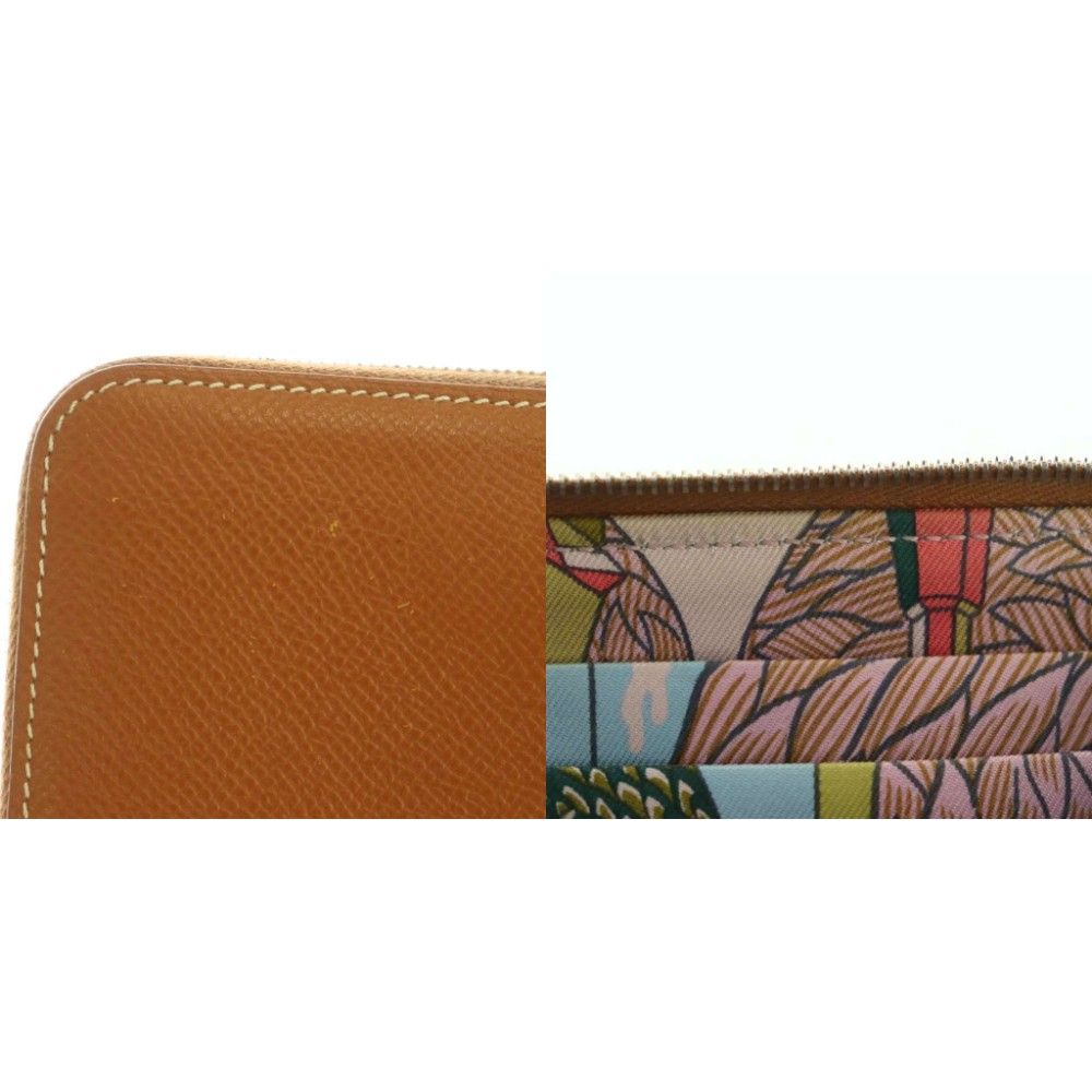 Hermes Azap Silk in Compact Mini Wallet Veau Zip Around Coin Purse Beige