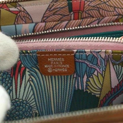 Hermes Azap Silk in Compact Mini Wallet Veau Zip Around Coin Purse Beige