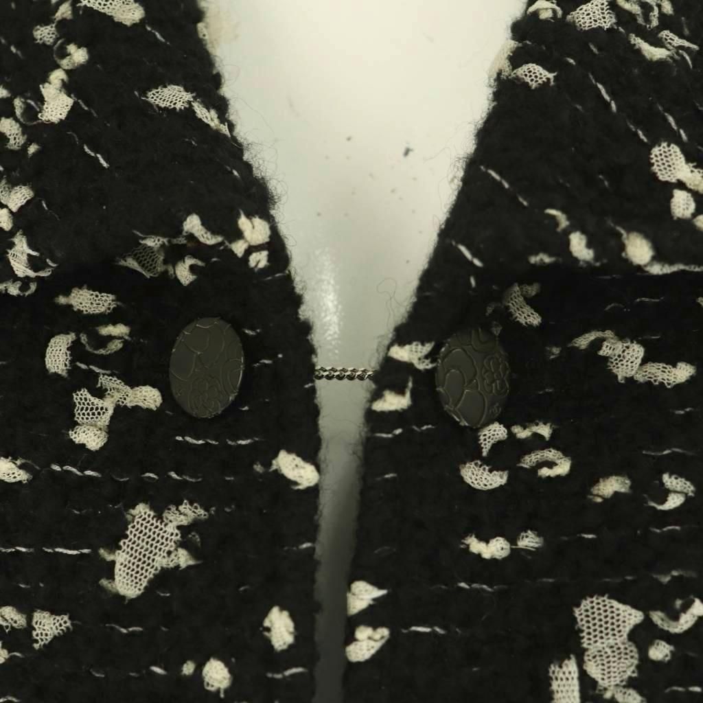 Chanel Tweed Jacket Outer Wool 40 Black